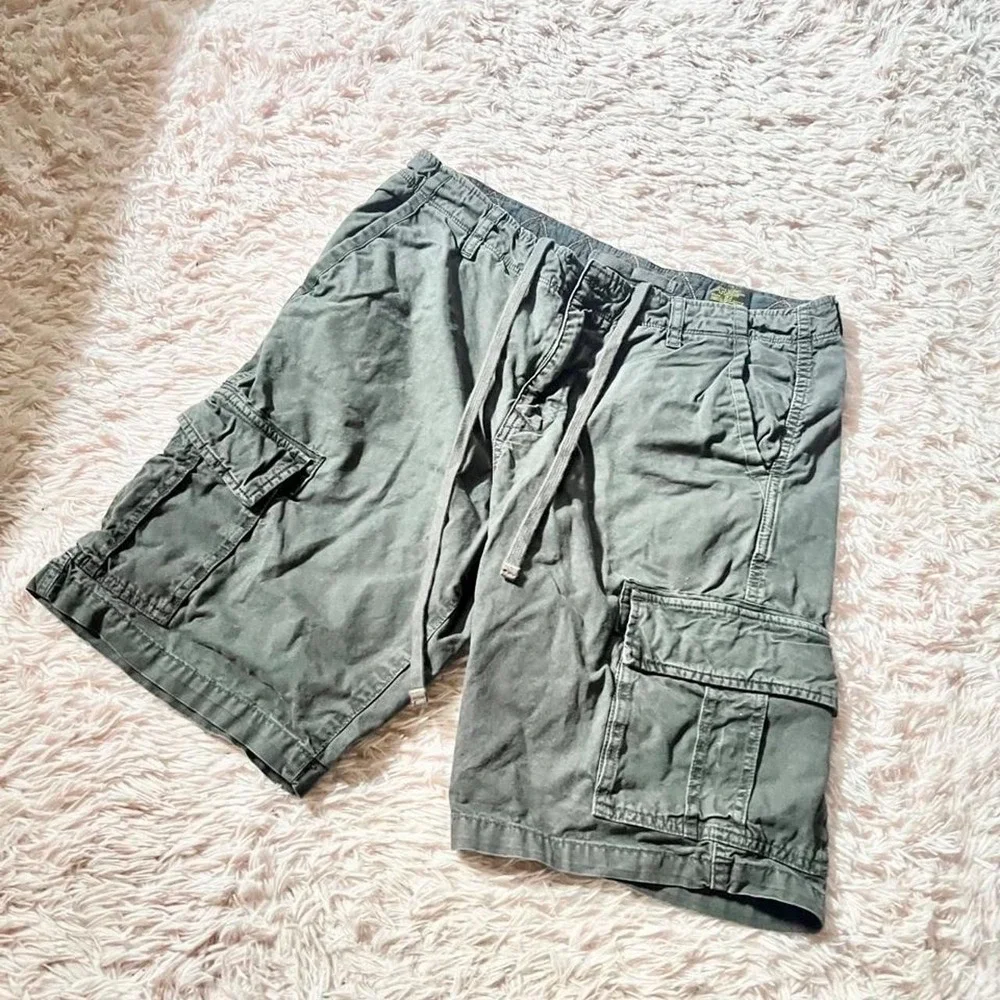 Y2K Cargo Gorpcore Preppy Varsity Skater Punk Shorts Mens 32 Hipster Faded Retro